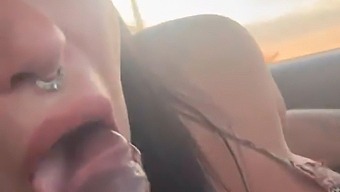 Melissa Lisboa Expertly Gives A Blowjob And Produces Milk While Driving